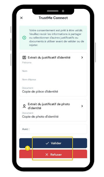 Étape 5 : validation ou refus du partage