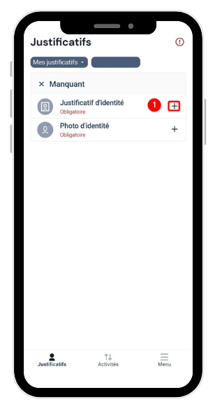 Étape 1 : ajout du justificatif d'identité